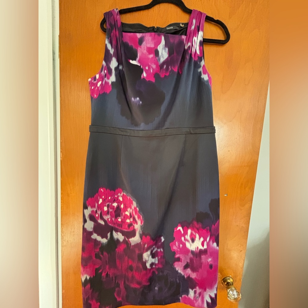 Tahari Pink and Purple Floral Midi Dress